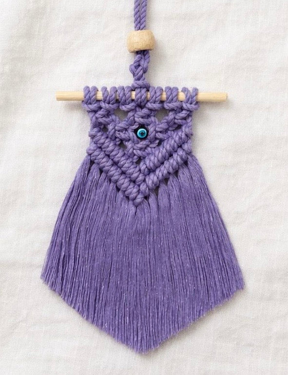 Lavender Macramé Evil Eye Car Hanging ✨🚗