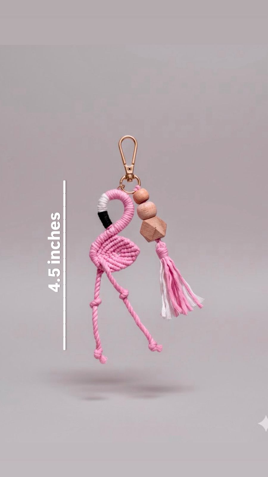 ✨ Handcrafted Flamingo Macramé Keychain ✨
