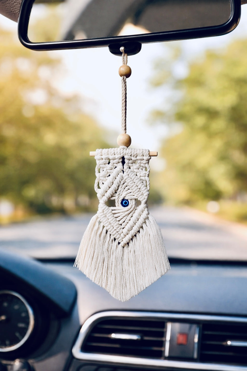 ✨ Handcrafted Macrame Evil Eye Car Hanging ✨