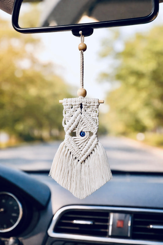 ✨ Handcrafted Macrame Evil Eye Car Hanging ✨