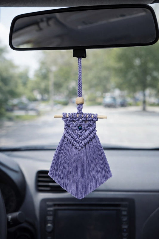 Lavender Macramé Evil Eye Car Hanging ✨🚗