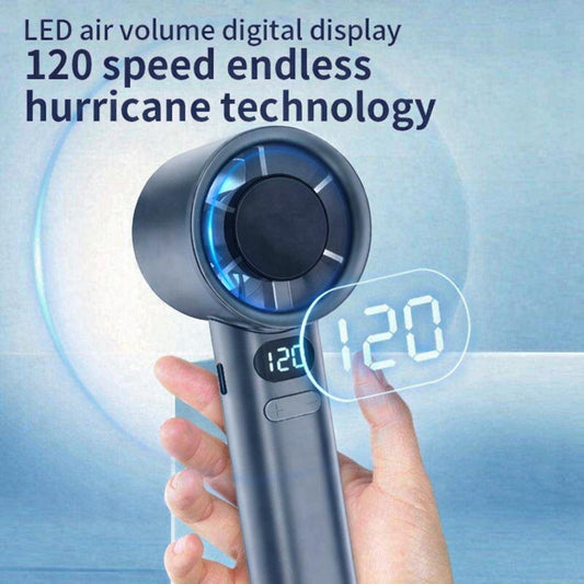 UGSTORE Handheld Rechargeable Fan, Portable Mini Electric Fan with 1200mAh Battery, 120 Speed Levels with Long-Press Speed Control, Personal Cooling Fan for Travel, Office & Home, Grey