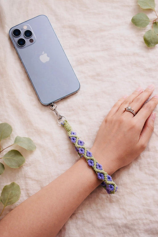 Handmade Mobile Wrist Strap |Bag Charm| Floral Knot Design (lavender bliss)