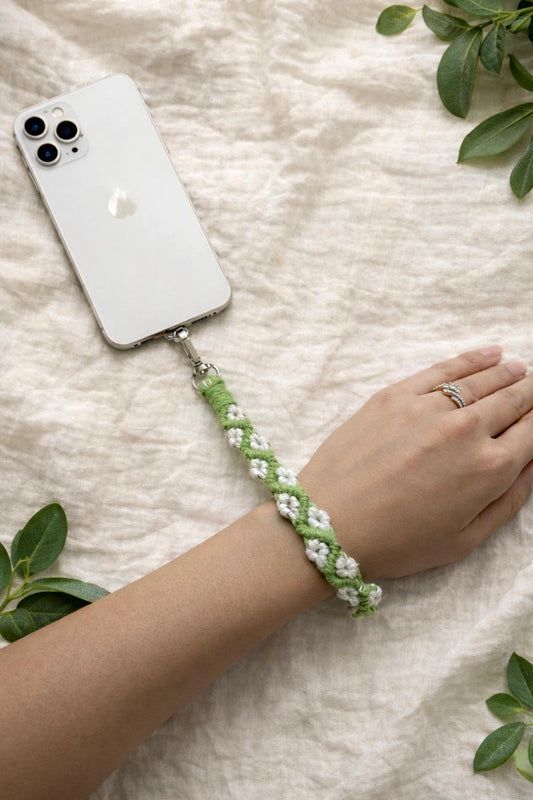 Handcrafted Floral Macramé Wrist Straps (classic white)