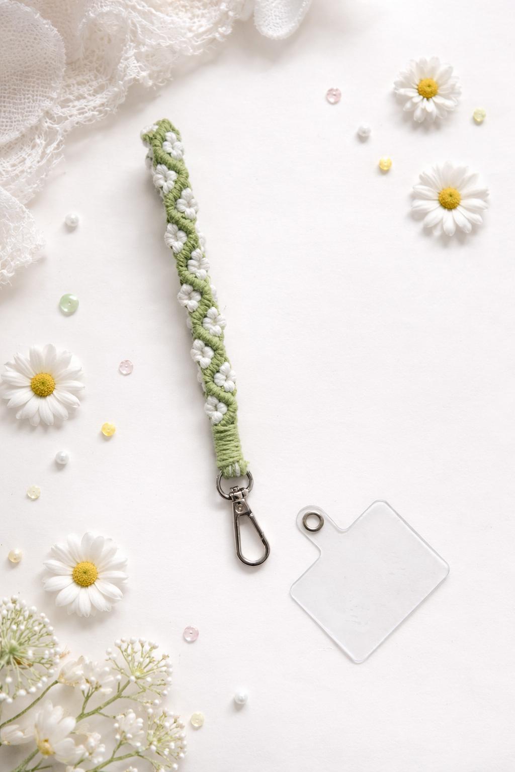Handcrafted Floral Macramé Wrist Straps (classic white)