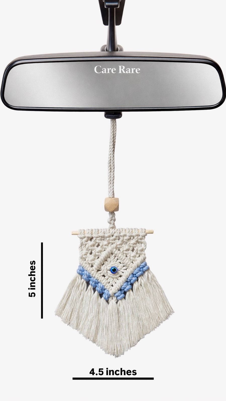 Handcrafted Macramé Car Rear Mirror Hanging/ balcony charm/ home décor (white & sky blue)