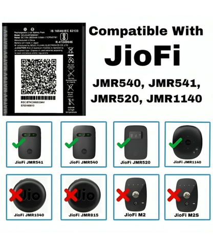 Original SCUD-MFB260001 Battery for Relaince Jio 4G Router JioFi 3 (JMR540, JMR541 & JMR 520) | JioFI 4 (JMR1140)-FI3V(2600mAh)