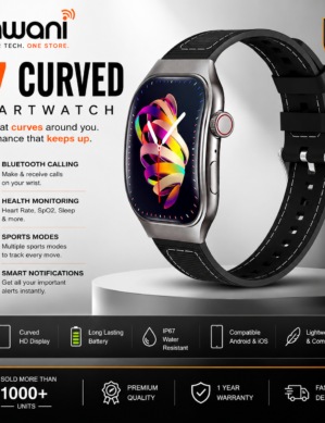Dhwani H7 2025 Smart Watch Curved H7 Screen for Bluetooth Call Sports Health Monitoring (Black) 6 Months Warranty