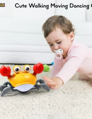 UGSTORE Cute Walking Moving Dancing Crab Learning Crawl Sensory Interactive USB Rechargeable Toy Gift for 3+Babies Infant Toddler Kid Boys Girls