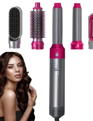 UGSTORE  5 In 1 Hair Styler Air Brush Styler & Volumizer Hair Straightener Curler Comb Negative Ion One Step Hair Dryer Brush