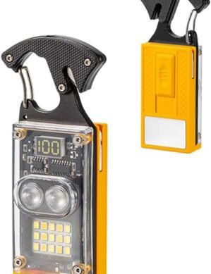 UGSTORE Waterproof Mini Torch Light with Lighter Last Up to 4H D62/W5180 Key Ring Work Light with Key Ring/Screwdriver/Cutter/Display for Camping Repair for Fishing Hiking Emergency