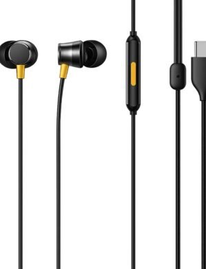 Original for Realme Buds 3 Wired Type-C Earphones with Mic – Gaming Ready Audio Pods with Noise Isolation, Smooth Controls & Secure Fit (Black)