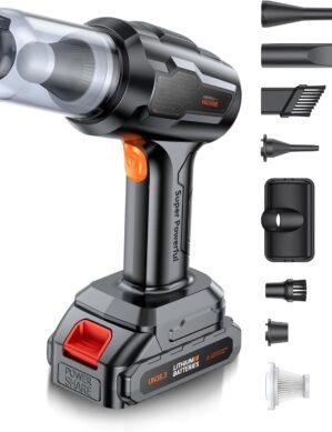 UGSTORE Handheld Car Vacuum Cordless Rechargeable 21000Pa, 4 in 1 Handheld Strong Power Suction/Blow Vacuum Cleaner Portable Small Mini, Multi-Nozzles Hand Held for Pet Carpet Furniture Home Kitchen