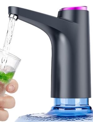 UGSTORE  Water Dispenser with 1200mAh Battery, Automatic Water Dispenser for 20 Litre Bottle, Food Grade Faster Pumping Water Pump for Home Countertop Bedside Camping (Black)