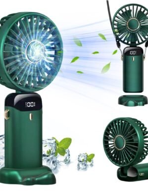 UGSTORE Hand Fan Mini Handheld Fan 3000mAh Rechargeable with 5 Speeds, Battery Operated Mini Fan Foldable Desk Desktop Fans with LED Display for Home Office Bedroom Outdoor Travel