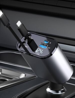 UGSTORE Car Charger,4 in 1 Dual Port Car Phone Charger,PD Fast Charging Car Charger Compatible with iPhone 15/14/13/12/Pro Max/Plus/Pro/Galaxy S24/S23/Pixel/Huawei/Xiaomi(TypeC&Lightning)
