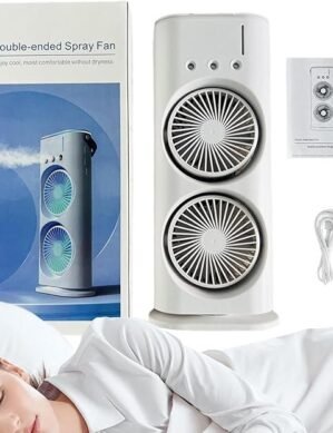 UGSTORE Mist Fan with Humidifier| Remote Control| Oscillating Swing LED Independent Control Dual Fan& 270°folding| Cooler with 3 Speed&3Mist Spray Modes|BLDC Motor|Ultra quiet| Cordless
