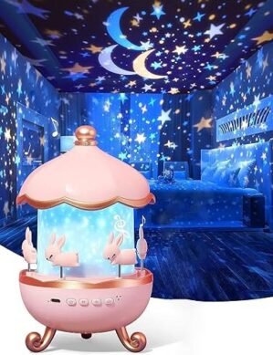 UGSTORE Star LED Projector Night Light Rechargeable - 72 Light Modes Baby Sound Machine for Kids Room Decor, Bedroom - Kawaii Unicorn Gifts for Girls