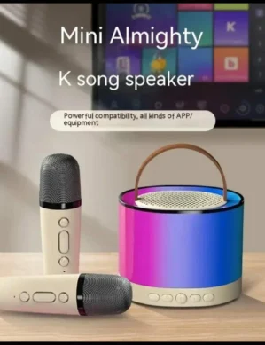 ध्वNi (Dhwani)Wireless Mic Advance Handheld Wireless Singing Mike Multi-Function Bluetooth Karaoke Mic with Microphone Speaker for All Smart Phone - (Multicolor) (Silver)