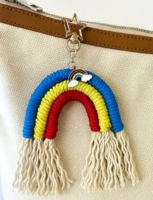Cordraits_akku keychains rainbow style macrame purse hanging, room hanging, car hanging accessory Pack of 1