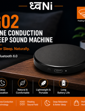 Dhwani ध्वNi Pillow Speaker Bluetooth, Bone Conduction Under Pillow Speaker for Sleeping, Portable Speakers Wireless Bluetooth with White Noise & Timer, Private Sleep Headphones for Side Sleepers