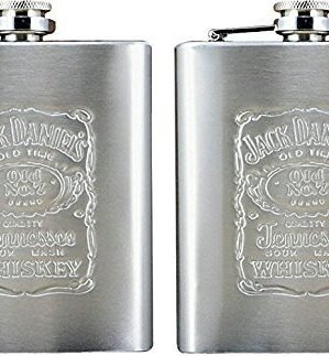 UGSTORE Stainless Steel Hip Flask 7 Oz, Design Engraved - Alcoholic Beverage Holder (2 Pieces) (Material: Stainless Steel, Capacity: 7Oz / 207 ml)