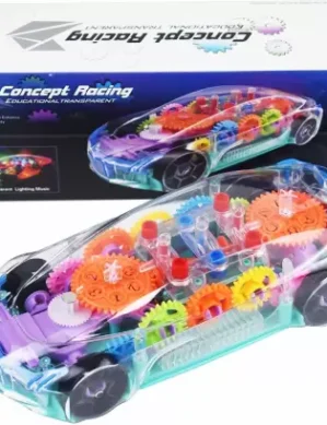 UGSTORE Transparent Concept Racing Car Toy with 3D Flashing LED Lights 360 Degree Rotation, Gear Simulation Mechanical Car 3D Concept Car Electric Cars Toys for Children Kids Toys Gift for kids.  (Multicolor)