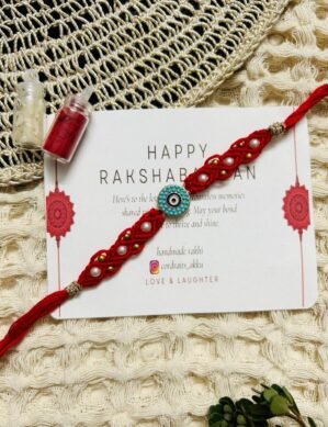 ✨ Handcrafted Raksha Sutra Evil Eye Rakhi ✨(Akshat roli Included)