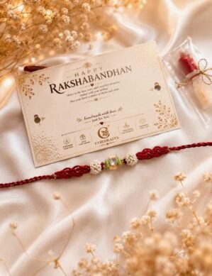  Swastik Pearl Macramé Rakhi ✨