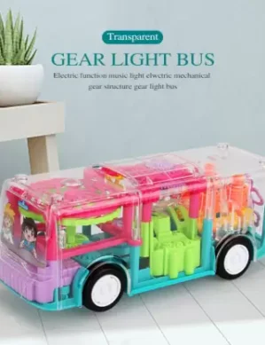UGSTORE Transparent Gear Bus Toy with Automatic 360 Rotation and 3D Lightening and Sound  (TRANSPARENT)